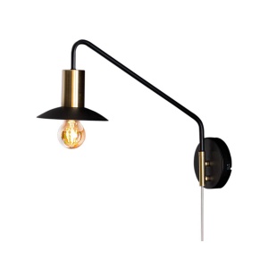 Quinn Vegglampe sortmessing