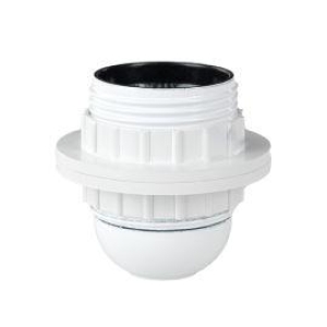 Lampeholder E27 Hvit m/gjenger og skjermring