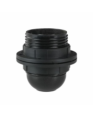 Lampeholder E27 Sort m/gjenger og skjermring