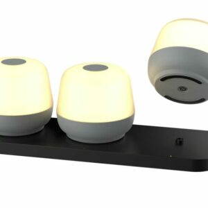 Cocoon – oppladbar bordlampe, grå 3-pk, (med 3-i-1 ladebase)