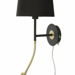 Eketorp med lesearm Sort Messing Vegglampe