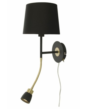 Eketorp med lesearm Sort Messing Vegglampe