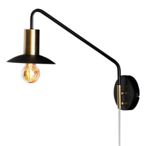 Quinn Vegglampe sortmessing