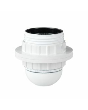 Lampeholder E27 Hvit m/gjenger og skjermring