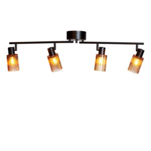 KIERA Plafond m 4 skjermer i glass - amber